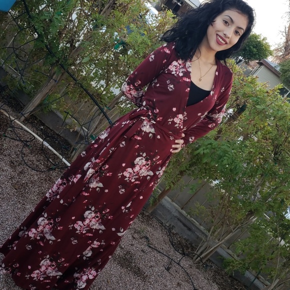 LAST ONE S! Floral Jersey Wrap Style Maxi Dress - Picture 2 of 7